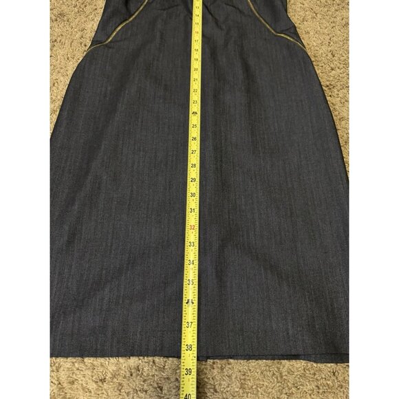 CALVIN KLEIN High Neck Sheath Dress Blue Double Exposed Zip Career Office Sz 6 - Picture 8 of 8